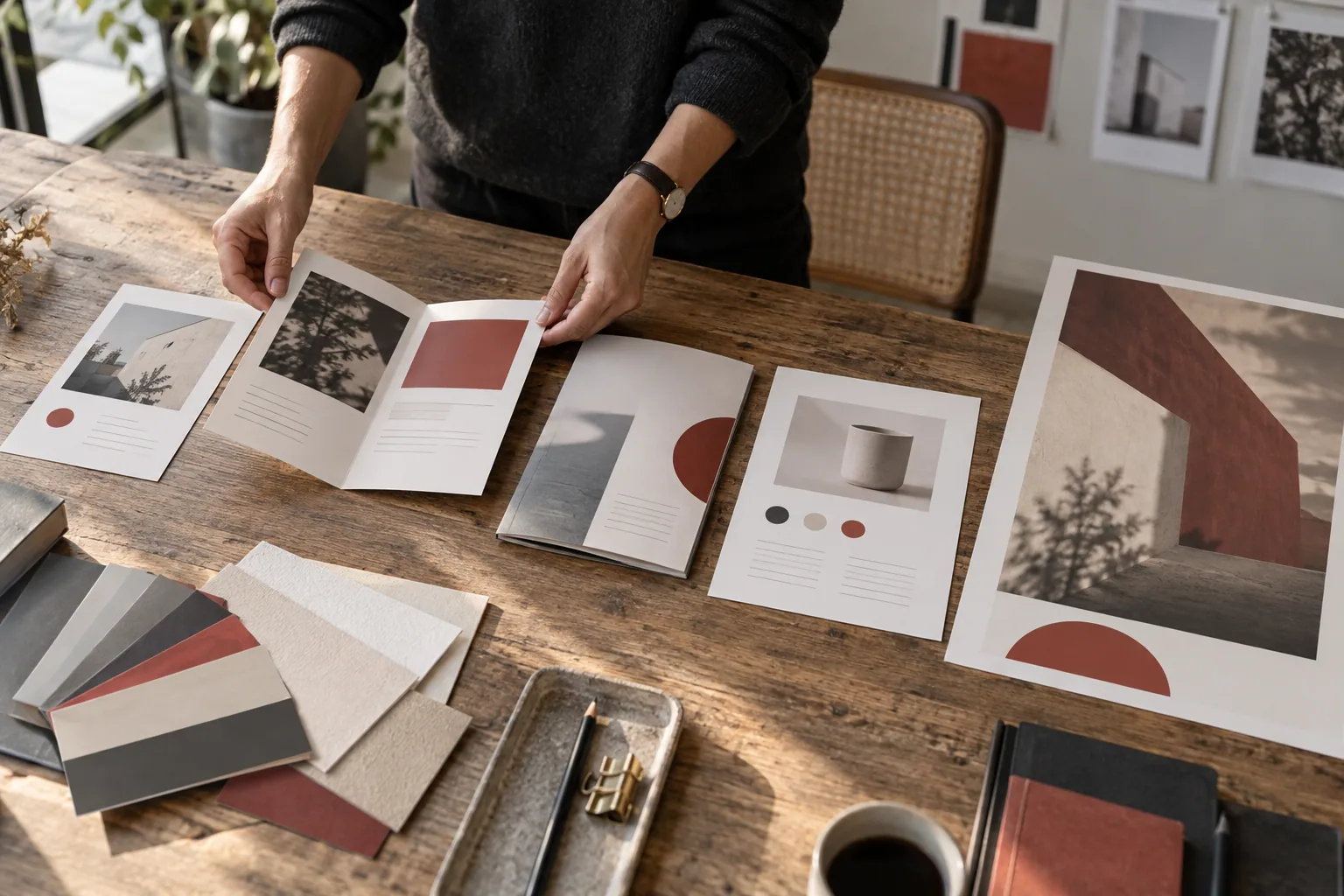 Illustration : comparaison de plusieurs formats imprimés sur une table de travail