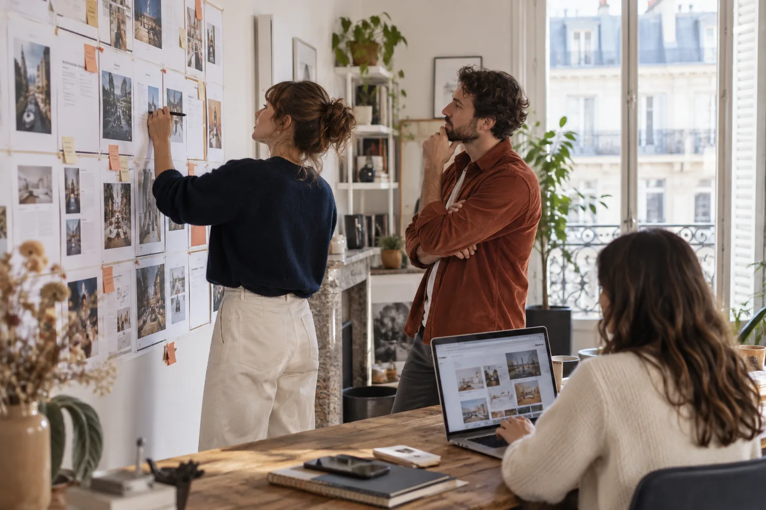 Équipe éditoriale organisant un calendrier de publication et de révision des pages web
